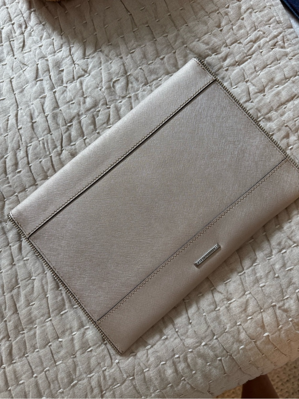 Rebecca Minkoff Saffiano Envelope Clutch in Taupe - Picture 2 of 3